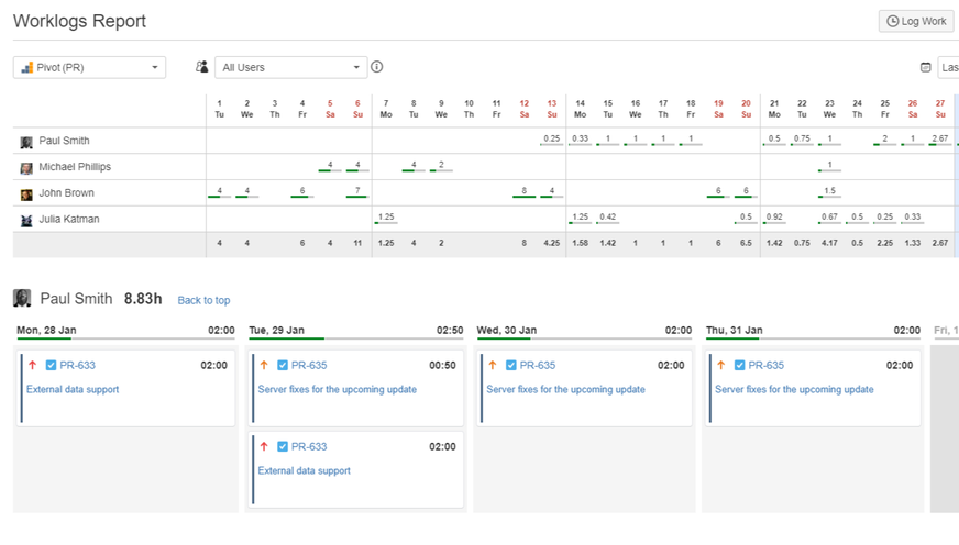 Clean and clear timesheets
