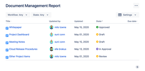 Review the status of your pages, embed reports, apply filters, or search directly in Confluence with CQL fields