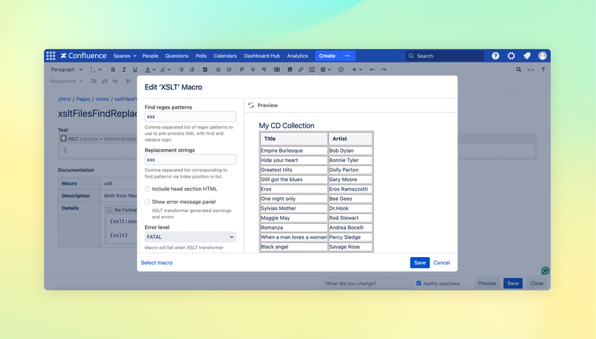 Transform XML content easily with XSLT macro