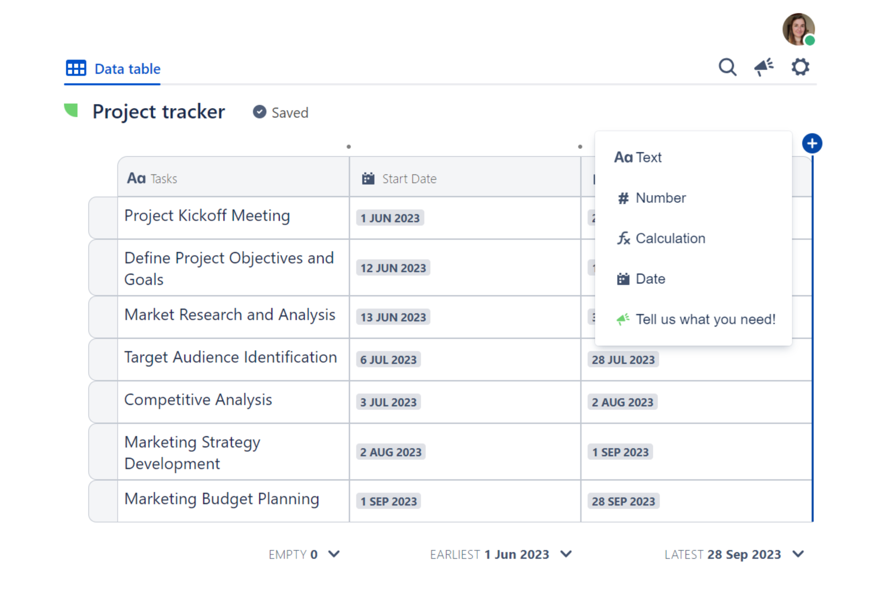 Organize your data and ensure consistency with advanced formatting features: Build dynamic tables; Filter data and configure drop-down lists; Easily import from / export to Excel; 400+ Excel formulas and functions.
